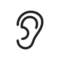 öra ikon. öra linje design de begrepp av hörsel problem isolerat på bakgrund png