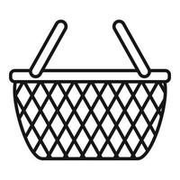 Wicker hamper icon, outline style vector