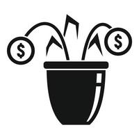 icono de flor de dinero en bancarrota, estilo simple vector