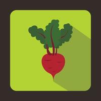 Fresh beetroot with leaves icon, flat style vector