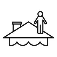 Flood roof house icon, outline style vector