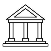 icono de edificio bancario, estilo de esquema vector
