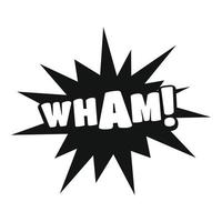 Comic boom wham icon, simple black style vector