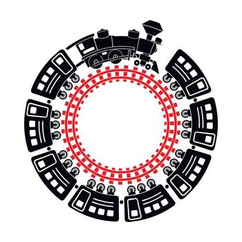 Train and round railway icon, simple style vector