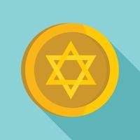 Jewish star coin icon, flat style vector