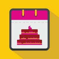 Calendar birthday icon, flat style vector