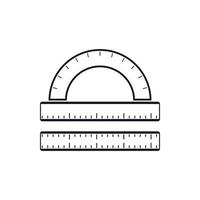 Ruler and protractor icon, simple style vector