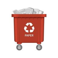 Garbage paper container mockup, realistic style vector