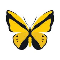 Yellow butterfly icon, flat style vector