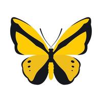 Yellow butterfly icon, flat style vector