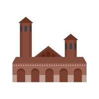 Old building icon, flat style vector