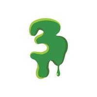 Numder 3 made of green slime vector