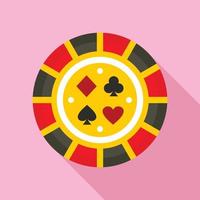 Casino chip lucky icon, flat style vector
