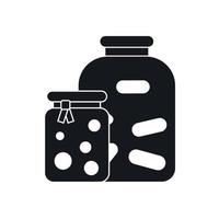 Jars with pickled vegetables and jam icon vector