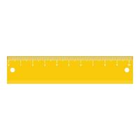 Yellow short ruler icon, flat style. vector