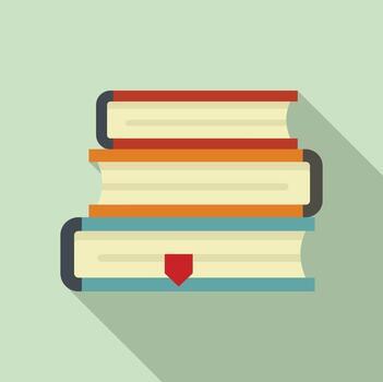 Library book stack icon, flat style vector