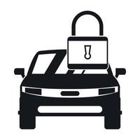 Car with padlock icon, simple style vector