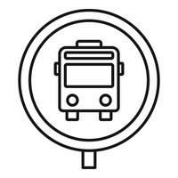 Circle bus stop sign icon, outline style vector