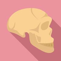 Stone age man skull icon, flat style vector