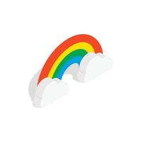 Rainbow and clouds icon, isometric 3d style vector