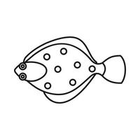 Flounder fish icon, outline style vector