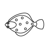 Flounder fish icon, outline style vector