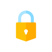 yellow padlock for locking the information on the computer data encryption concept png