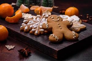 Beautiful Christmas decorations with holiday toys, clementines and gingerbread photo