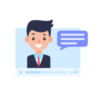 businessman on computer screen online meeting concept png
