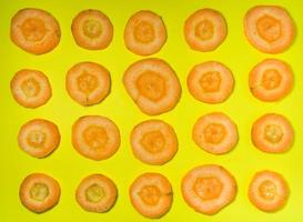 Carrots cut into round pieces. Healthy food photo