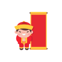 les enfants chinois portent des costumes nationaux rouges pour célébrer le nouvel an chinois. png