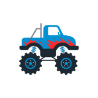 Set of monster trucks. pickup truck with big wheels Cartoon car design ideas for boys. png