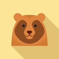 Cute bear head icon, flat style vector