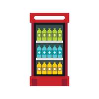 Fridge with drinks icon, flat style vector