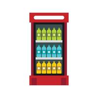 Fridge with drinks icon, flat style vector