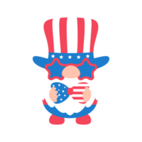 4 ° di luglio. gnomi indossato un americano bandiera costume per celebrare indipendenza giorno. png