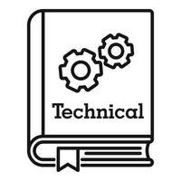 icono de libro técnico, estilo de esquema vector