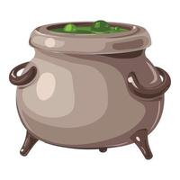 Magic potion cauldron icon, cartoon style vector