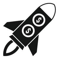 Crowdfunding rocket icon, simple style vector