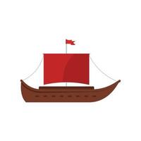 Ship ancient icon, flat style vector