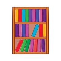 Shelf of books icon, cartoon style vector