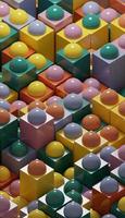 3D rendering Cube abstract technology background with colored bright lighting under the cube. Vertical futuristic wallpaper. photo