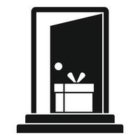 Gift near door icon, simple style vector