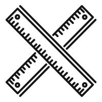 Crossed wood ruler icon, outline style vector
