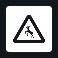 Sign caution deer icon, simple style vector