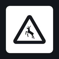 señal de precaución icono de venado, estilo simple vector