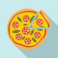 Slice sausage pizza icon, flat style vector