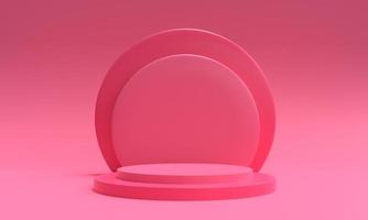 fondo rosa 3d abstracto. Representación 3d con podio. escena mínima. foto
