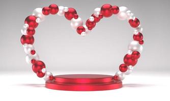 Abstract 3d background with heart. 3d rendering with podium. Minimal scene. photo