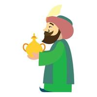 rey árabe balthazar icono, estilo de dibujos animados vector